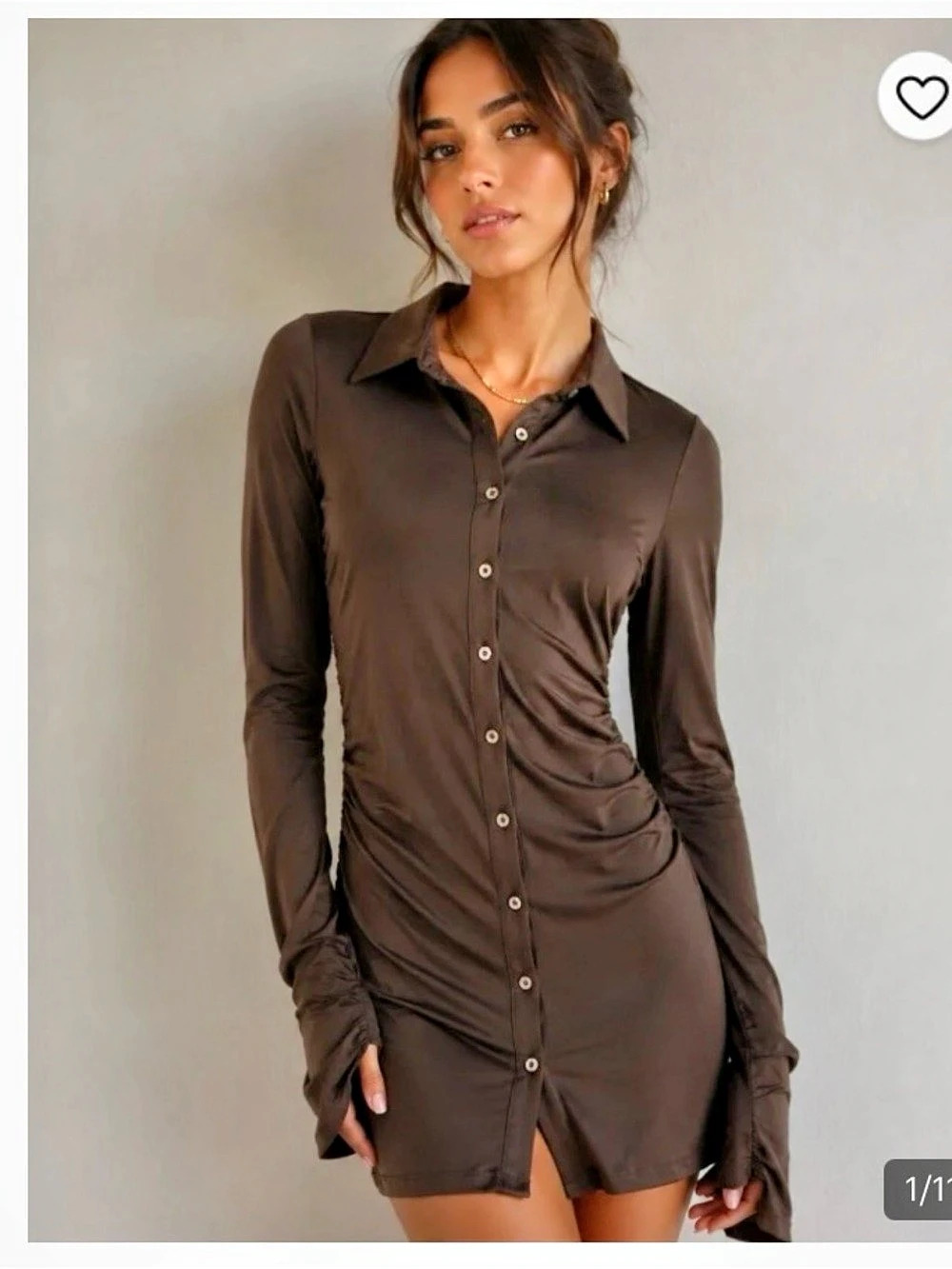 House of CB London womens Chocolate brown shirt Dress size L